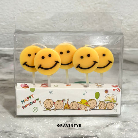 5 PIEZAS DE VELAS CON FORMA DE CARITA FELIZ