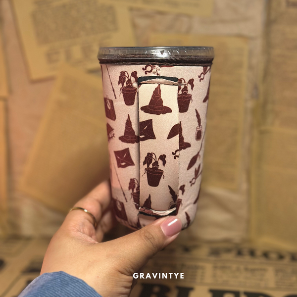 COFFEE CUP COVER BACK TO HOGWARTS BROWN