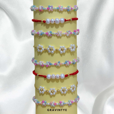 Daisy Flower y Perlas de Agua Dulce