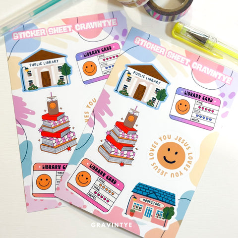 STICKER SHEET HAPPY LIBRARY